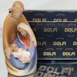 DOLFI ITALY HAND CARVED & PAINTED HOLY FAMILY NATIVITY Joseph Mary Jesus